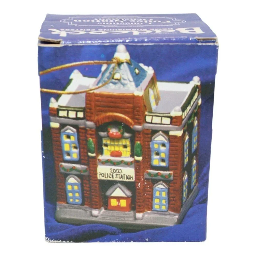 Vintage Collectible Badcock Furniture Police Station Hand-Painted‎ Bell Ornament